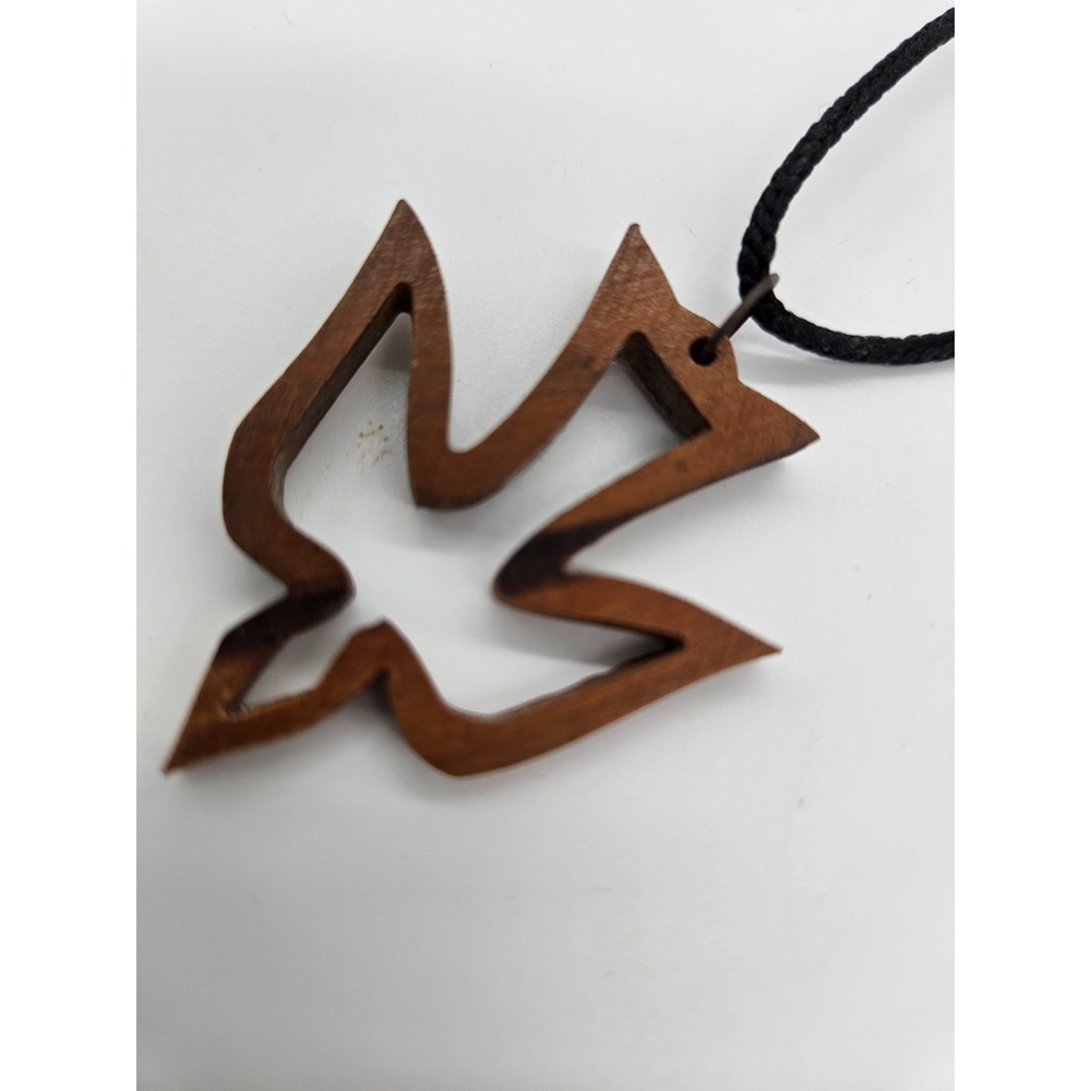 Olive Wood Dove Necklace Pendant Peace Bird Charm Boho Wooden Jewelry Gift